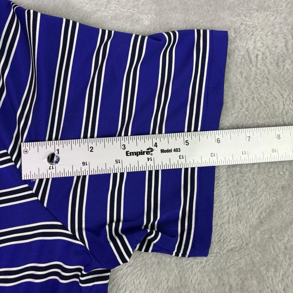 RLX Ralph Lauren Polo Shirt Mens Large Performance Golf Stretch Striped Blue